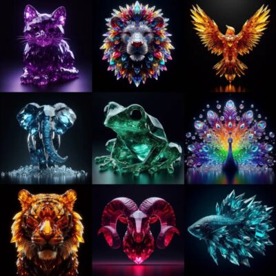 Crystal Magic Animals Made with Bubble